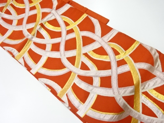 アンティーク　抽象模様織出し名古屋帯（着用可）